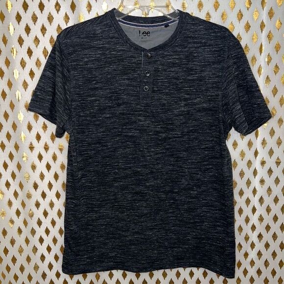 Lee dark heather gray Henley button top short sleeve size M - Picture 1 of 3